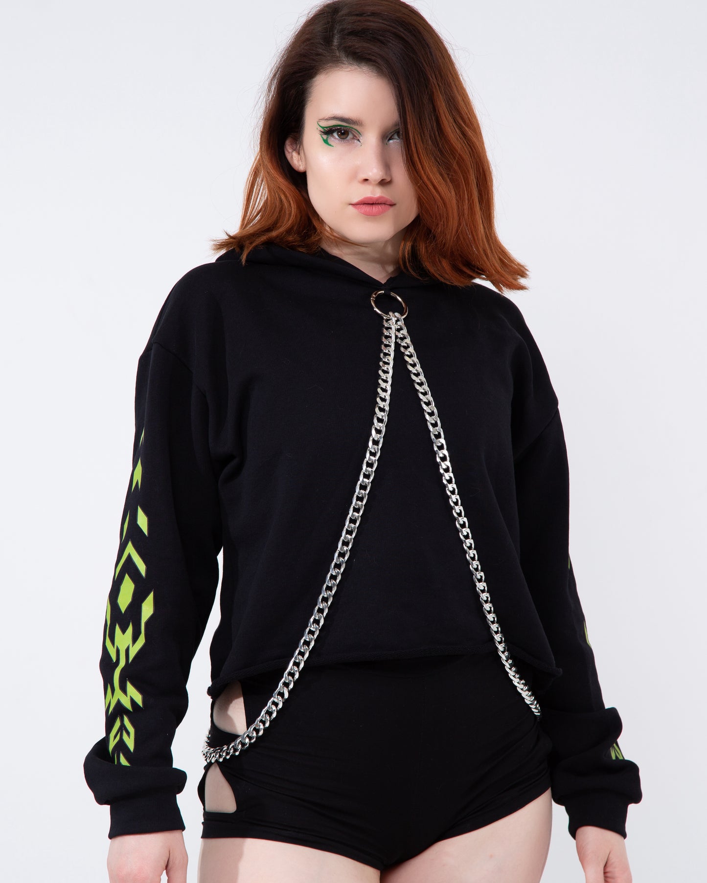 Shattered Chain Cropped Hoodie