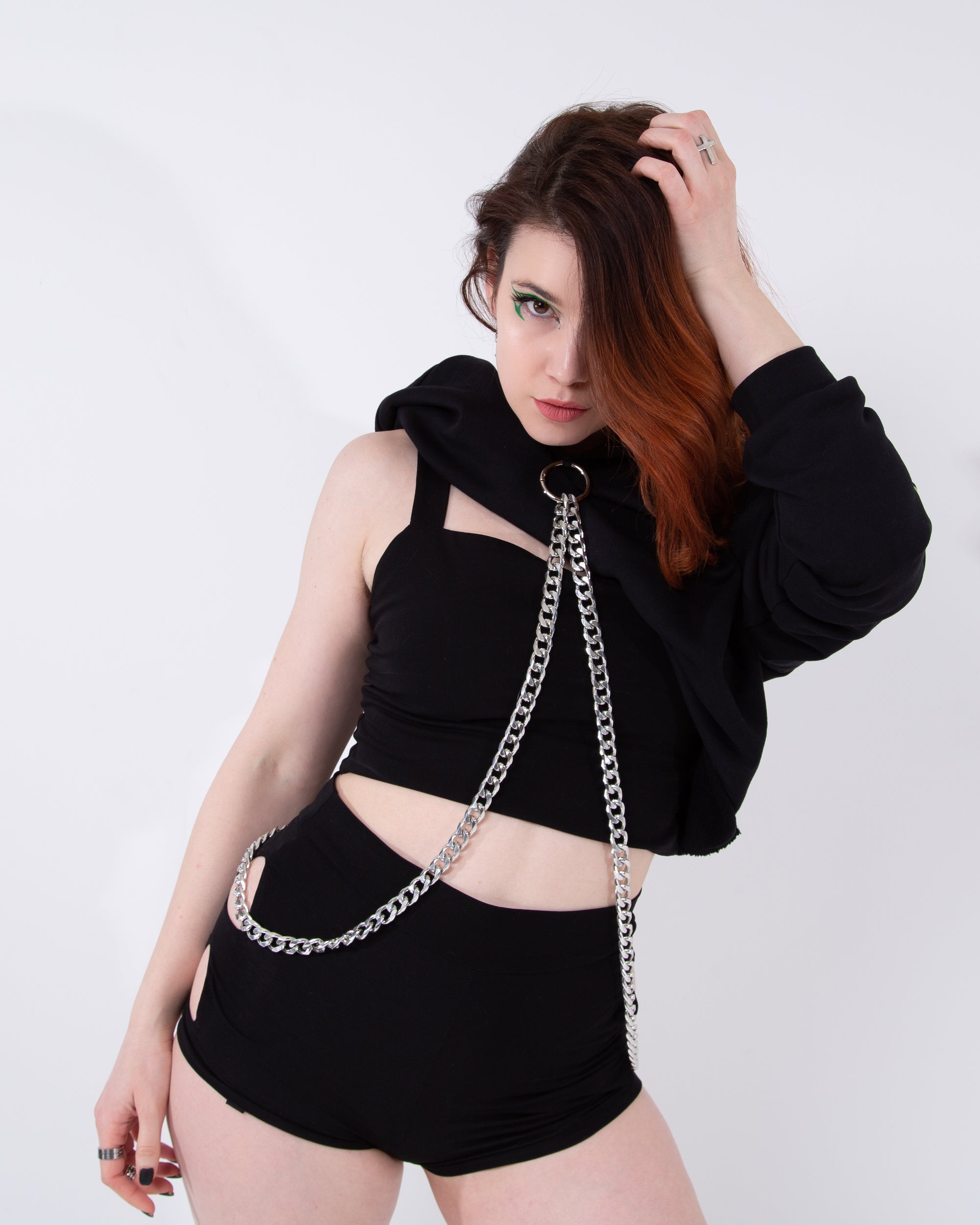 Cropped hoodie shop with chains